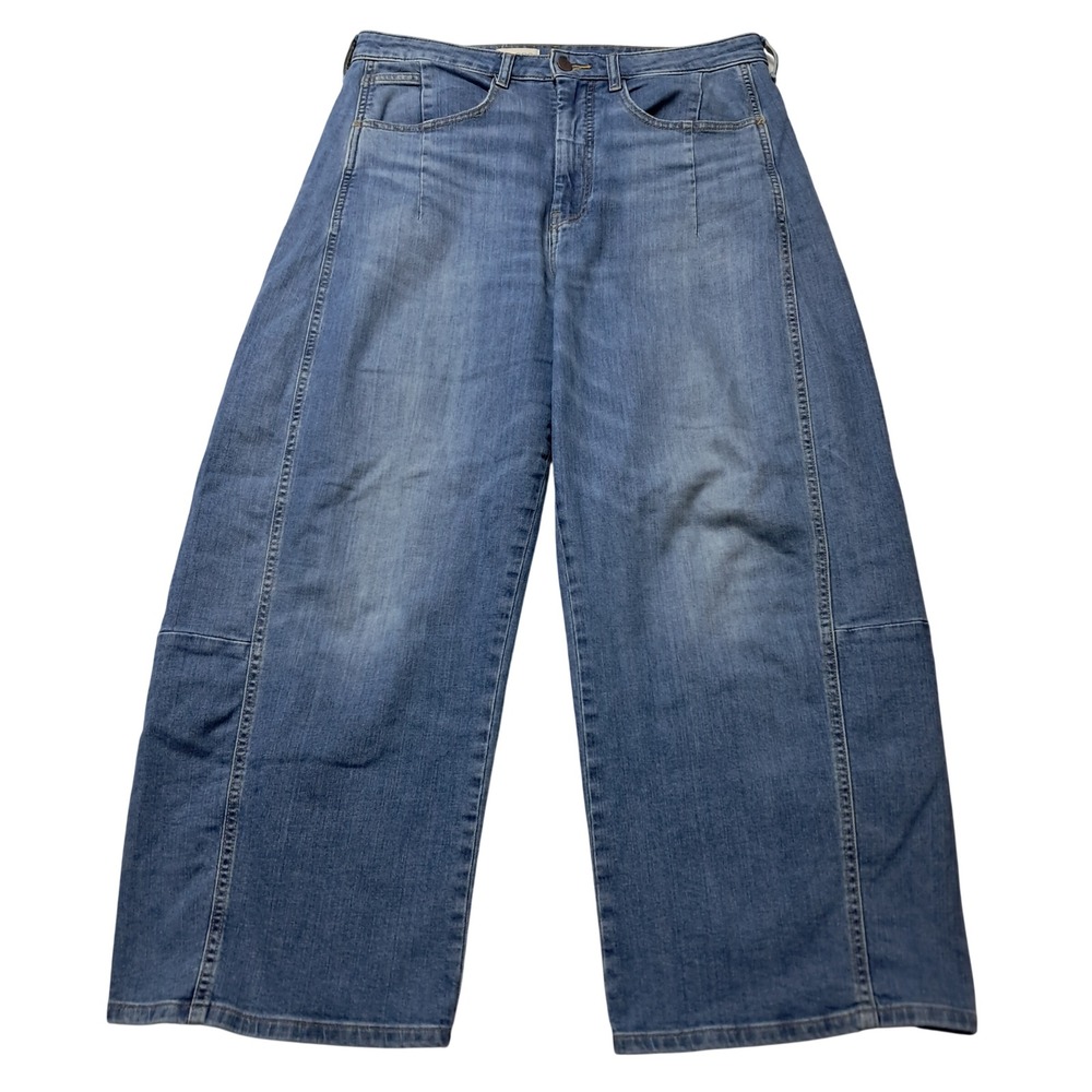 Anthropologie Pilcro Jeans Womens 32 Tall Blue Wide Leg Barrel High Rise Denim